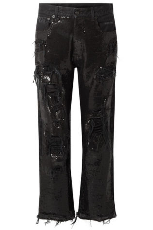 Distressed Sequin Embellished Mid Rise Jeans