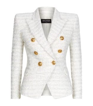 Double Breasted Tweed Blazer