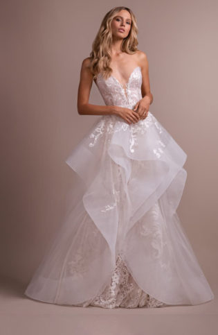 Elke Strapless Lace Wedding Dress With Overskirt