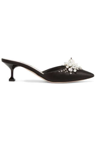 Embellished Satin Mules