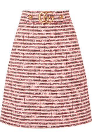 Embellished Striped Tweed Skirt