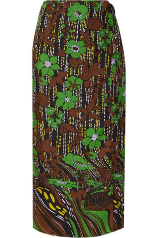 Floral Print Silk Satin Twill Wrap Skirt