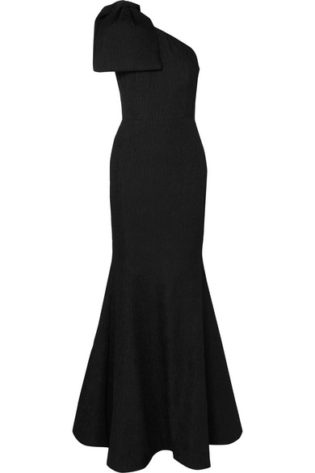Francesca One Shoulder Bow Detailed Cloqué Gown