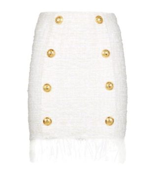 Fringed Tweed Mini Skirt