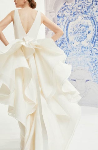 Idelle V Neck Organza Back Silk Wedding Dress