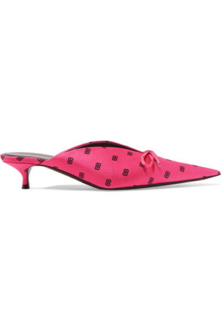 Knife Logo Print Satin Mules