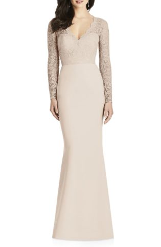 Lace & Crepe Trumpet Gown