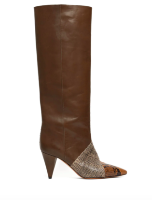 Laomi Snake Effect Leather Knee High Boots