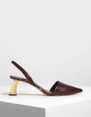 Linen Sculptural Heel Slingback Pumps