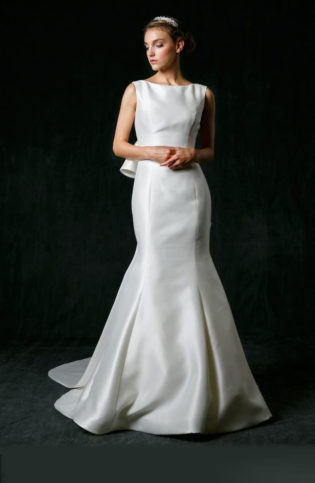 Naomi Bow Back Mikado Trumpet Gown