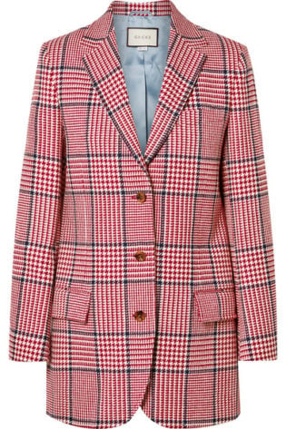 Prince Of Wales Checked Wool Blend Blazer