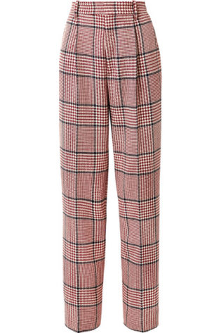 Prince Of Wales Checked Wool Blend Wide Leg Pants