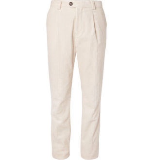 Pleated Cotton Corduroy Trousers
