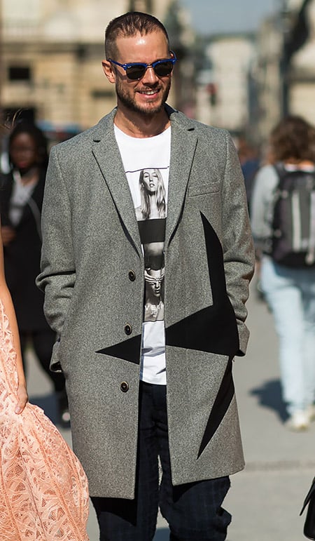 Printed White T Shirt And Overcoat