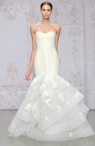 Saffron Strapless Lace & Organza Mermaid Gown
