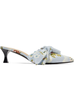 + Tabitha Simmons Bow Embellished Jacquard Mules