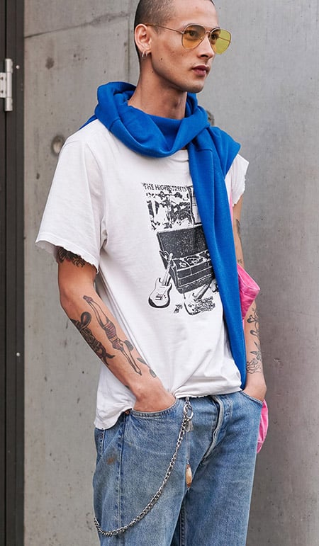 White T Shirt And Scarf