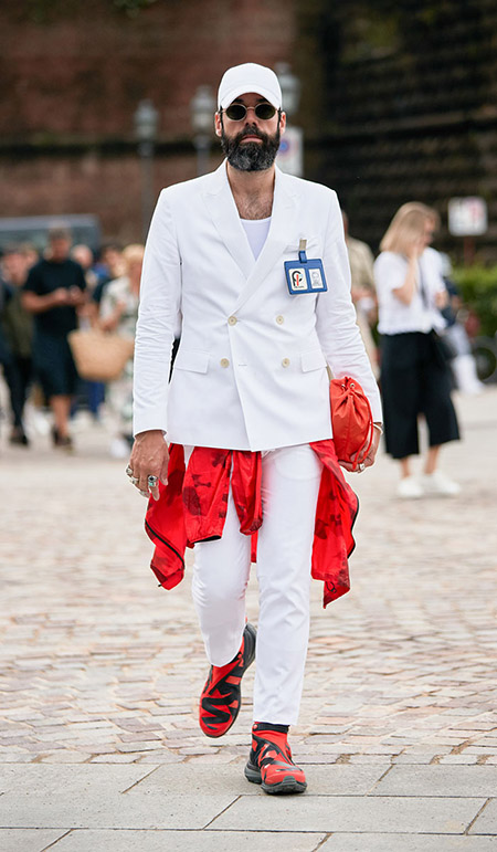 White T Shirt And White Suit