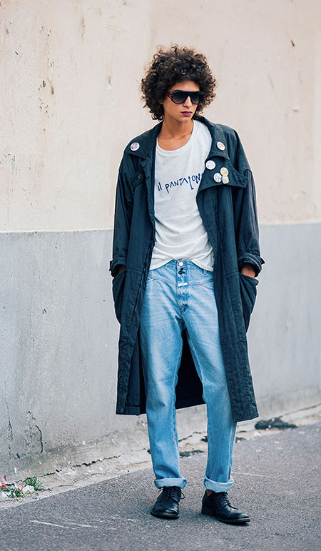 White T Shirt Tucked In To Jeans