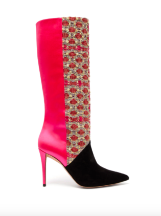 X Gina Knee High Tweed And Satin Boots