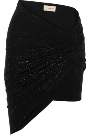 Alexandre Vauthier Ruched Crystal Embellished Stretch Jersey Mini Sk