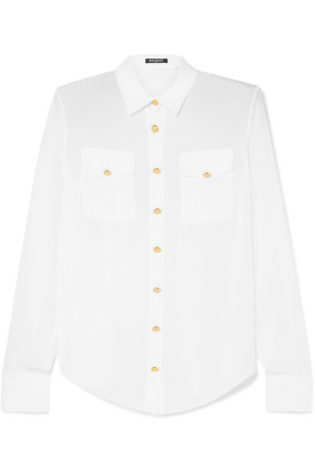 Balmain Button Detailed Silk Crepe De Chine Shirt