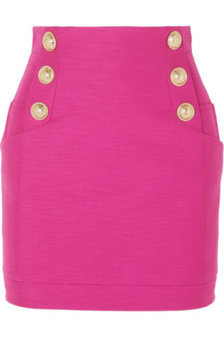 Balmain Button Embellished Cotton Mini Skirt