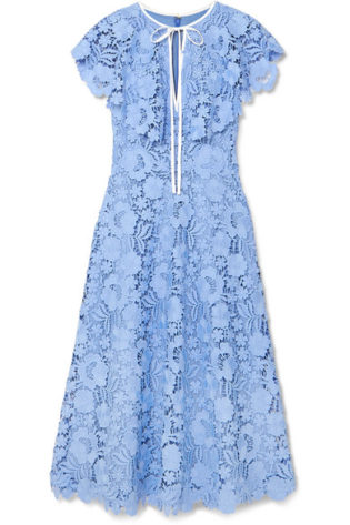 Cape Effect Guipure Lace Midi Dress