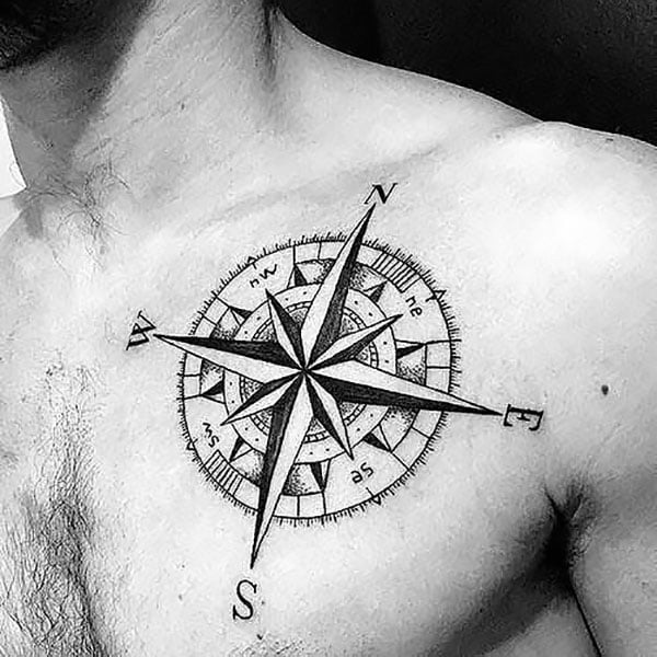 Compass Chest Tattoo