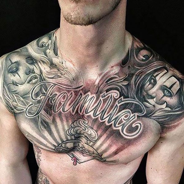 CURSIVE SCRIPT TATTOO ON CHEST