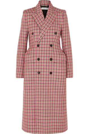 Hourglass Double Breasted Checked Wool Coat
