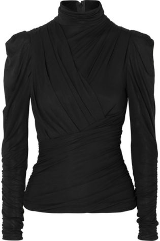 Jalford Ruched Stretch Jersey Turtleneck Top