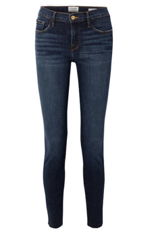 Le Skinny De Jeanne Raw Edge Distressed Mid Rise Jeans