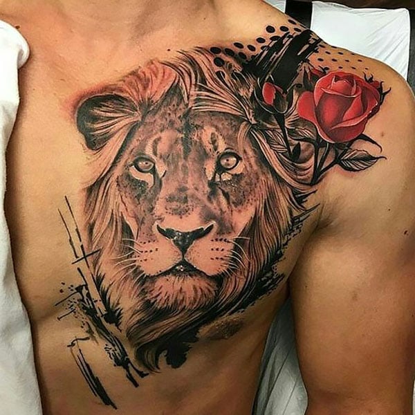 Lion Chest Tattoo