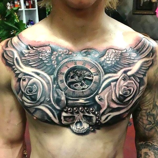 Mechanical Chest Tattoo