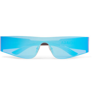 Mono Rectangle Frame Nylon Mirrored Sunglasses