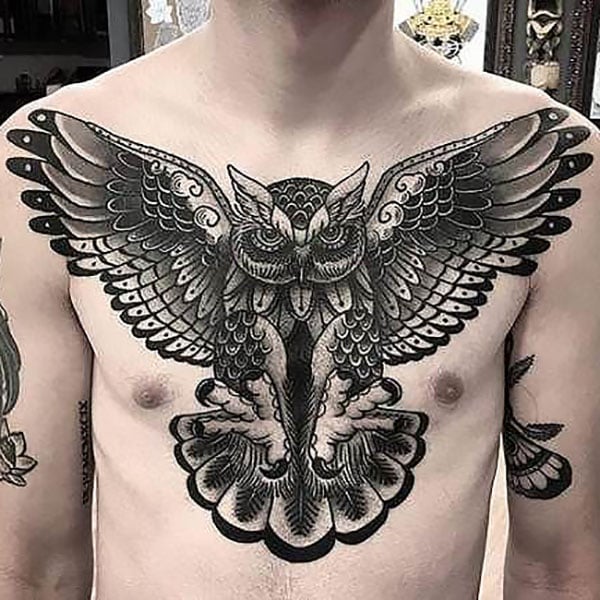 Owl Chest Tattoo