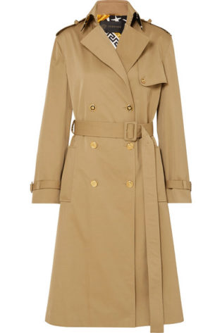 Paneled Double Breasted Gabardine Trench Coat