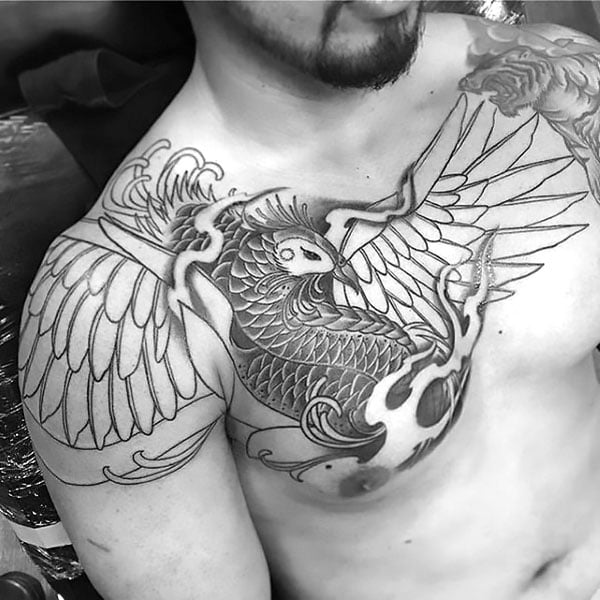 Phoenix Chest Tattoo
