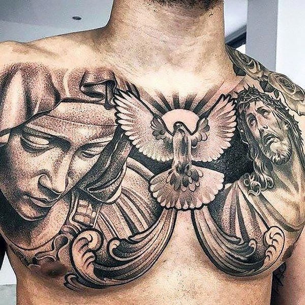 Religious Chest Tattoo