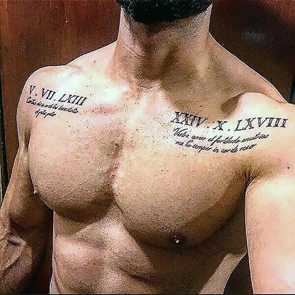 Roman Numerals Chest Tattoo