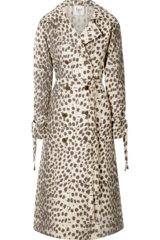 Sea Leopard Print Cotton Canvas Trench Coat