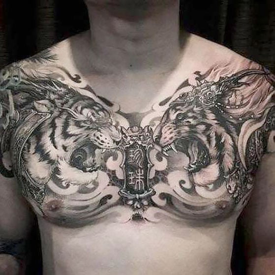 Black  Grey Blackwork Chest NeoTraditional Tattoo  Slave to the Needle