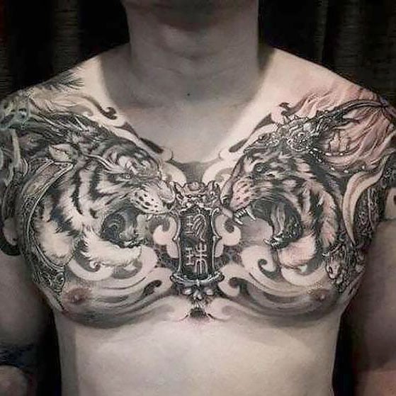 Tiger Chest Tattoo