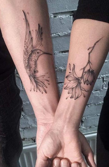 native american couple tattoo