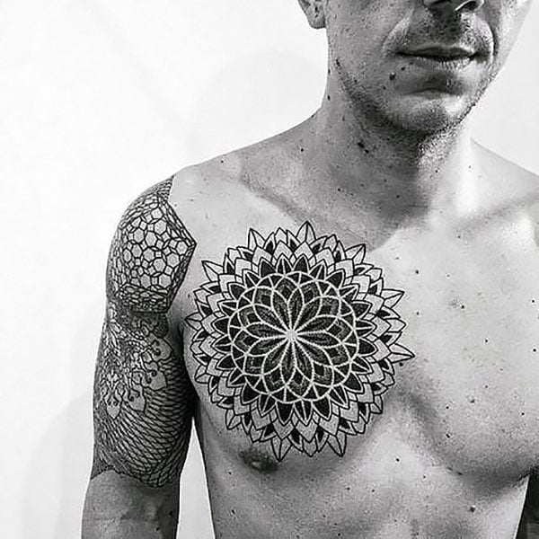 Kaleidoscope Chest Tattoo