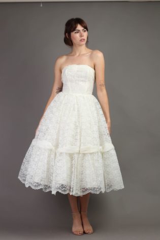 white 50's wedding dress