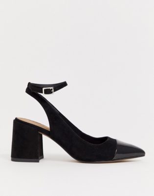 Asos Design Squire Pointed Mid Heels In Black