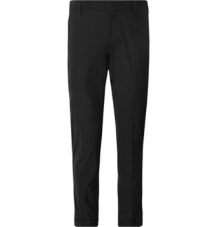 Black Slim Fit Tapered Tech Twill Trousers