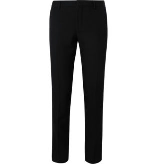 Black Slim Fit Tapered Wool Trousers